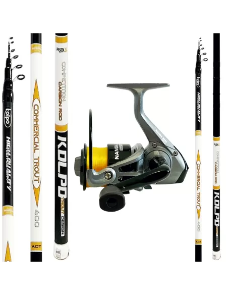 Kit Pesca Trota Lago can Canna in Carbonio 2/10 gr + mulinello da pesca e filo Kit Trota Kolpo