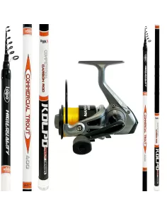 Kit Pesca Trota Lago can Canna in Carbonio 0-6 gr + mulinello da pesca e filo Kit Trota Kolpo