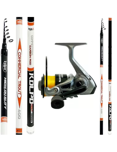 Kit Pesca Trota Lago can Canna in Carbonio 0-6 gr + mulinello da pesca e filo Kit Trota Kolpo