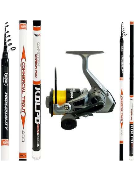 Kit Pesca Trota Lago can Canna in Carbonio 0-6 gr + mulinello da pesca e filo Kit Trota Kolpo