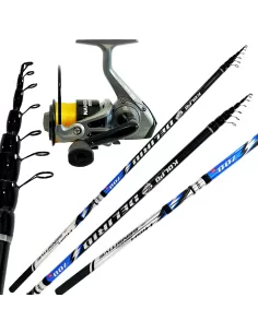 Kolpo kit da Pesca Bolognese 6/7 metri in Carbonio con Mulinello e Filo Kit da pesca Kolpo