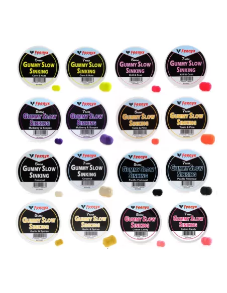 Feenyx Gummy slow sinking Dumbell da Innesco Morbide 5 e 7 mm 25 gr Pellet da Pesca Feeder Gara Feenyx