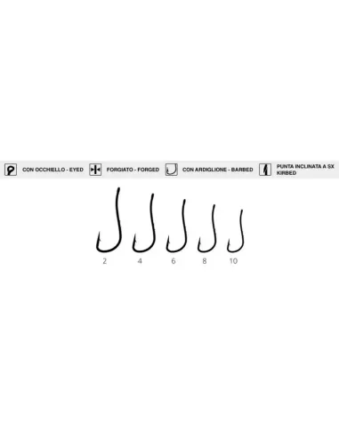 Maver MV R 1315 Amo da Pesca con occhiello, Doppio Ardiglione forgiato e con punta inclinata 15 pz Ami da pesca Maver