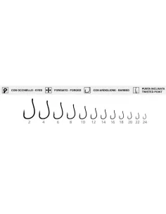 Maver Katana 1225 ami da pesca con punta inclinata e occhiello 15 pz Ami da pesca Maver