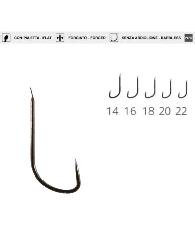 Maver Katana H664 Amo teflonato filo sottile con paletta senza ardiglione 20 pz Ami da pesca Maver