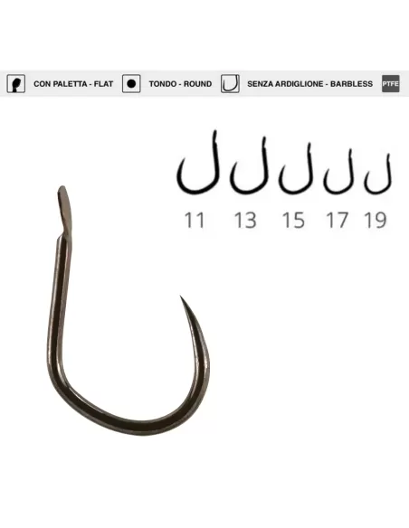 Maver Katana H114 Amo a filo grosso rotondo con punta rientrante gambo corto senza ardiglione 20pz Ami da pesca Maver