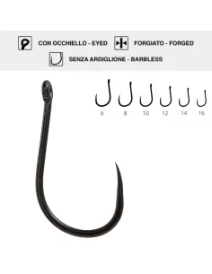 Maver Katana 0.5 B Carp Amo senza ardiglione, filo medio, gambo medio con occhiello 15pz Ami da pesca Maver