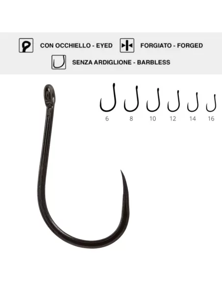 Maver Katana 0.5 B Carp Amo senza ardiglione, filo medio, gambo medio con occhiello 15pz Ami da pesca Maver