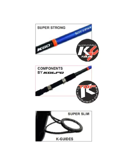 Kolpo Ottima Canna da pesca spinning due sezioni 60 gr Canne da pesca per professionisti e principianti Kolpo