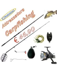 Kit Carpfishing: Canna mulinello segnalatore piombo anti tangle swinger Carpfishing Lineaeffe