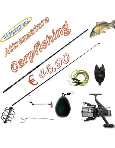 Kit Carpfishing: Canna mulinello segnalatore piombo anti tangle swinger Carpfishing Lineaeffe