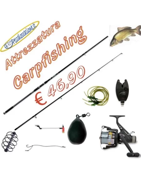 Kit Carpfishing: Canna mulinello segnalatore piombo anti tangle swinger Carpfishing Lineaeffe