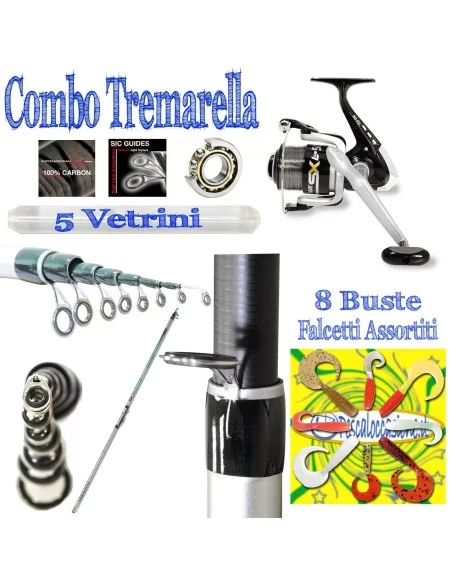 Combo tremarella mulinello falcetti e vetrino Kit da pesca Lineaeffe