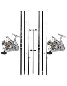 Kit Surfcasting 2 Canne 3 sezioni 2 Mulinelli e Picchetto Doppio Kit da pesca All Fishing