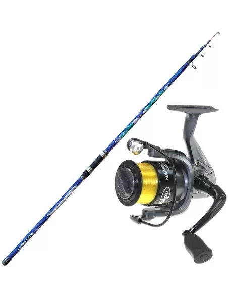 Canna Surf Casting Blue Wave 420 200gr + Mulinello e Filo Kit da pesca Lineaeffe