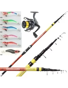 Squid fishing kit Rod Reel With 6 Wire 2.10 meters Squid 