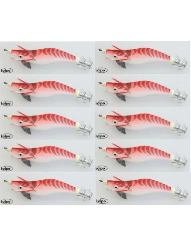 Kit Totanare da Pesca Egi 10 pz Totanara Rossa Misura 2.5 Esche Artificiali Kolpo