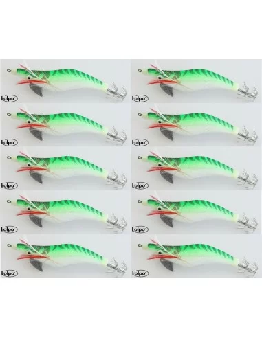 Kit Totanare da Pesca Egi 10 pz Totanara Verde Esche Artificiali Kolpo