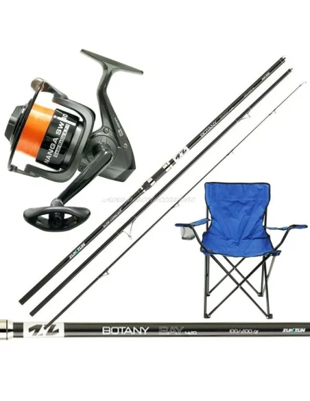 Combo Pesca Mare Surf Canna in Carbonio Mulinello e Sedia Kit da pesca Kolpo