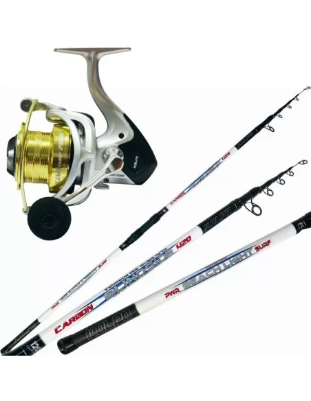 Kolpo Kit Pesca Surf Beach Canna in Carbonio Alto Modulo Mulinello Kimi 7000 Kit da pesca Kolpo