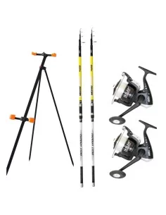 Combo Pesca Surfcasting 2 Canne in Carbonio 2 Mulinelli Filo Tripode Kit da pesca Tatler