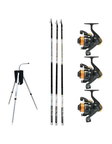 Kolpo Kit Pesca Trota Lago Completo 3 Canne 3 Mulinelli 1 Porta Canne Kit da pesca Kolpo