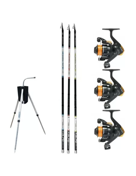 Kolpo Kit Pesca Trota Lago Completo 3 Canne 3 Mulinelli 1 Porta Canne Kit da pesca Kolpo