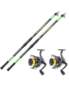 Kit Surfcasting Fondo con 2 canna 420 2 Mulinello Kolpo Nanga con Filo da Pesca Kit da pesca Kolpo