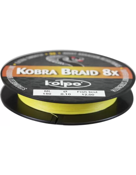 Braided Braid 8 Heads Kobra Kolpo Yellow 150 mt Kolpo Fishing Lines