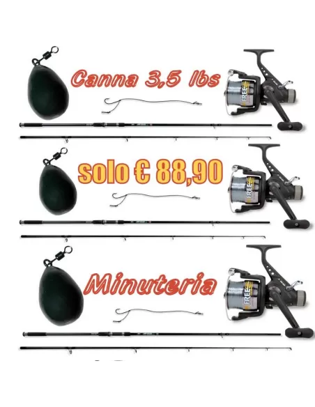 Kit Carpfishing: 3 Canne 3 mulinelli minuteria Carpfishing Lineaeffe
