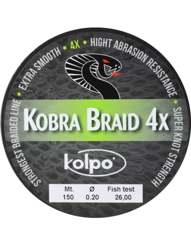 Braided Braid 4 Heads Kobra Kolpo 150 mt Kolpo Fishing Lines