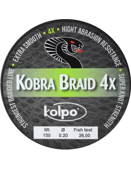 Braided Braid 4 Heads Kobra Kolpo 150 mt Kolpo Fishing Lines