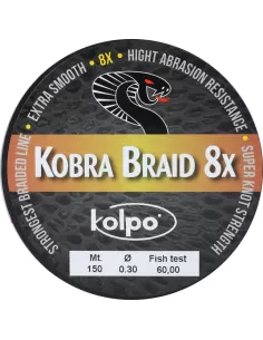 Trecciato Braid 8 Capi Kobra Kolpo Giallo 150 mt Fili da pesca Kolpo
