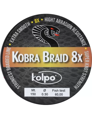 Trecciato Braid 8 Capi Kobra Kolpo Giallo 150 mt Fili da pesca Kolpo
