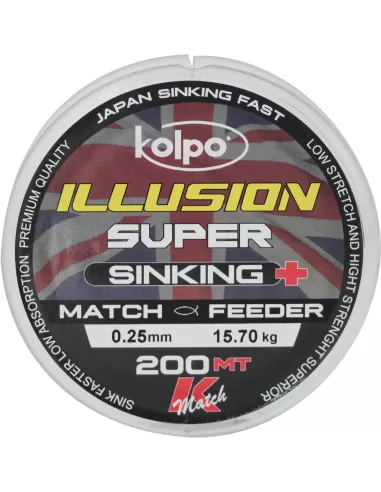 Kolpo Illusion Super Sinking Filo da Pesca Inglese 200 mt Fili da pesca Kolpo