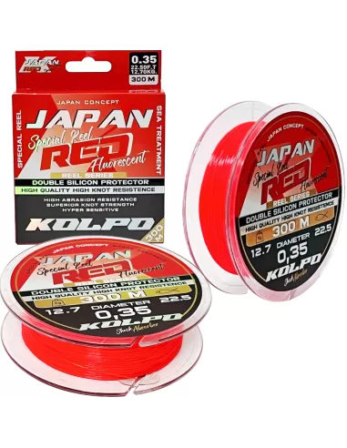 Kolpo Japan Red Fluorescent Filo da Pesca Siliconato 300 mt Fili da pesca Kolpo