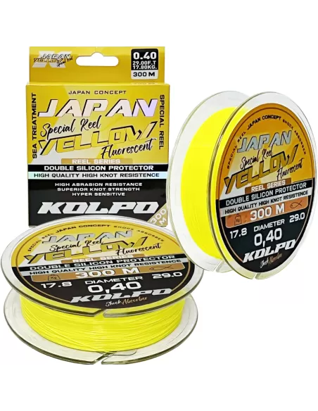Kolpo Japan Yellow Fluorescent Silicone Fishing Line 300mt Kolpo Fishing Lines