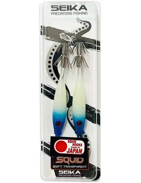 Seika Mini Squid Soft Trasparent per la pesca a calamari e seppie 75 mm 2 pz col. 48 Totanare e polpare Seika