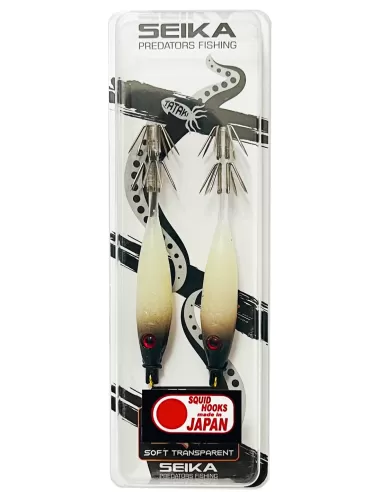 Seika Mini Squid Soft Trasparent per la pesca a calamari e seppie 75 mm 2 pz col. 102 Totanare e polpare Seika