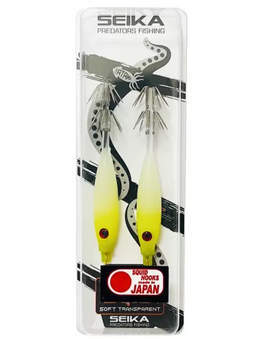 Seika Mini Squid Soft Trasparent per la pesca a calamari e seppie 75 mm 2 pz col. 103 Totanare e polpare Seika