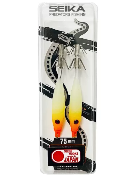 Seika Mini Squid Soft Trasparent per la pesca a calamari e seppie 75 mm 2 pz col. 101 Totanare e polpare Seika