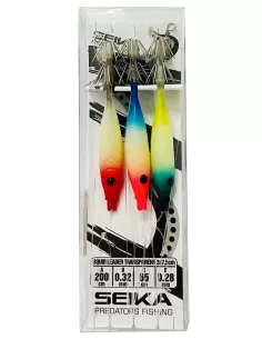Seika Squid Leader Trasparent lenza pronta armata con 3 artificiali 75 mm Totanare e polpare Seika