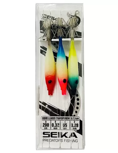 Seika Squid Leader Trasparent lenza pronta armata con 3 artificiali 75 mm Totanare e polpare Seika