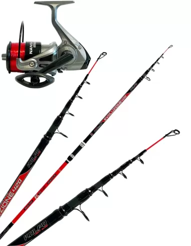 Kolpo Kit Combo Surf Casting Canna in Carbonio 4.2 mt 130 gr Mulinello 5000 Kit da pesca Kolpo