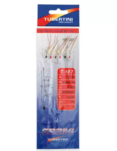 Tubertini Sabiki T-107 realizzato con pelle di pesce ideale per tutti i pesci di fondale Sabiki Tubertini