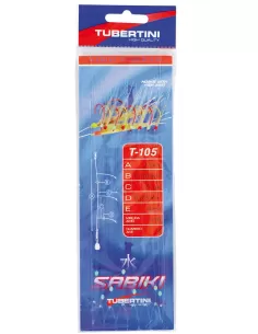 Tubertini Sabiki T-105 con pelle di pesce a 8 ami per la pesca da fondale che per pesci pelagici Sabiki Tubertini