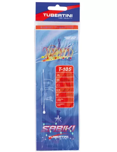 Tubertini Sabiki T-105 con pelle di pesce a 8 ami per la pesca da fondale che per pesci pelagici Sabiki Tubertini