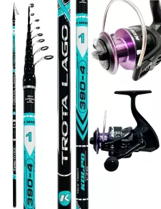 Kolpo combo carbon lake trout rod 3.90 mt 1/7 gr + solaris reel 4 bb Kolpo Trout Kit
