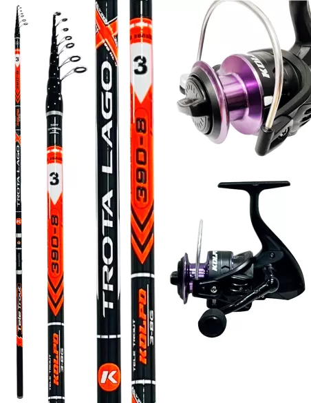 Kolpo combo carbon lake trout rod 3.90 mt 3/8 gr + solaris reel 4 bb Kolpo Trout Kit