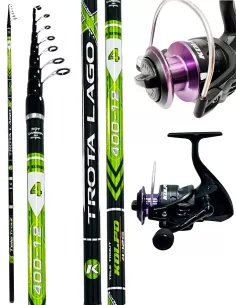 Kolpo combo canna trota lago in carbonio 4.0 mt 4/12 gr + mulinello solaris 4 bb Kit Trota Kolpo